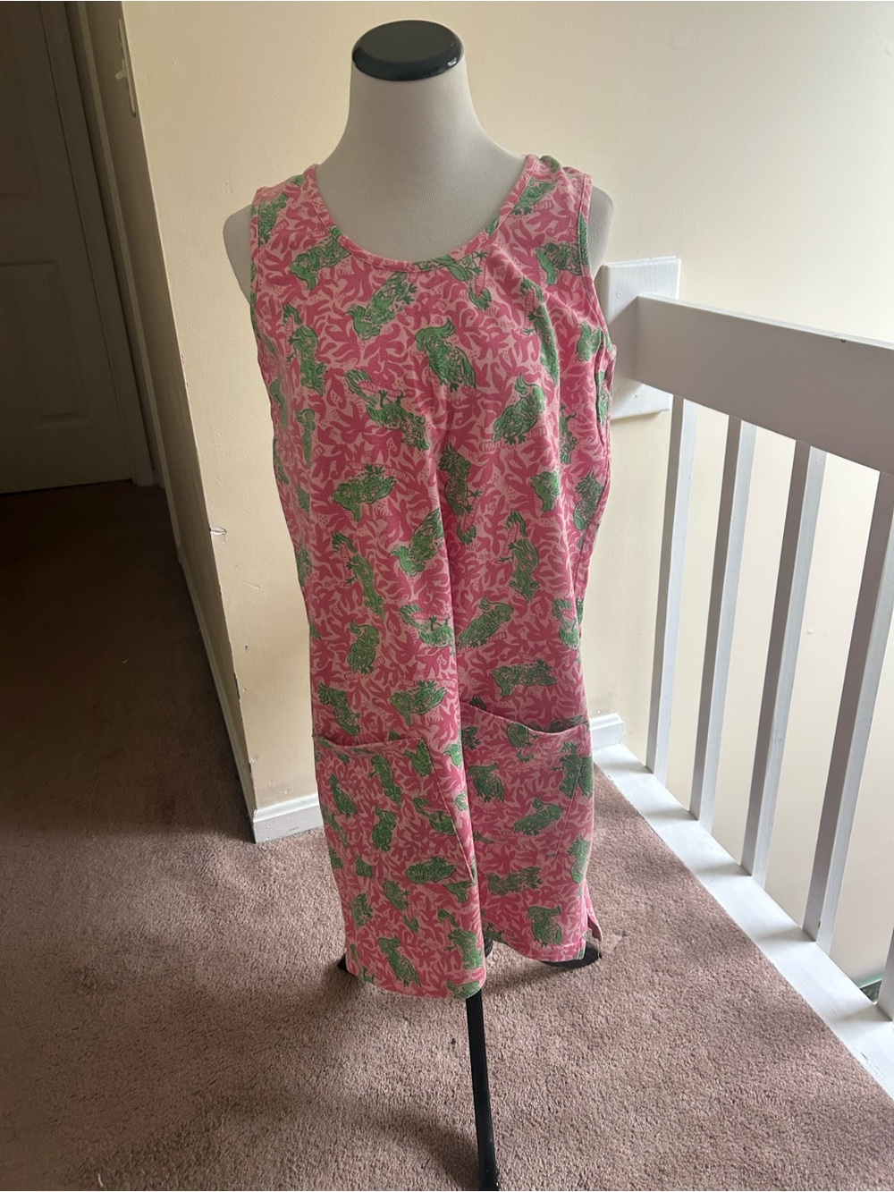 Lilly Pulitzer Pink Dress with Green Floral Trim
